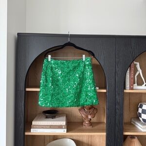 Zara Green Sequin A-Line Mini Skirt Cocktail